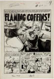 George Evans Two-Fisted Tales #40 Complete 7-Page Story "Flaming Coffins" Original Art (EC, 1954). Any -
