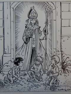 François Walthéry - Di Sano, Bruno | Walthéry, François / Di Sano, Bruno - Originele tekening - Vingt légendes du pays de Liège - La Malédiction diu prince de Bavière - (2007) | Catawiki