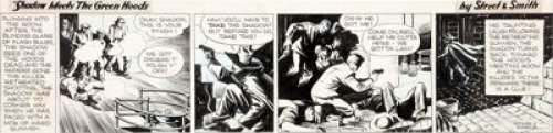 Vernon Greene Shadow Daily Comic Strip Original Art (Ledger Syndicate, c. 1943). Here is a great example -