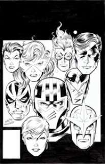 Mark Bagley and Larry Mahlstedt The New Warriors #25 Cover Original Art (Marvel, 1992). The whole team -- Night - | Heritage