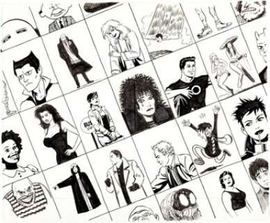 Jaime and Gilbert Hernandez Love and Rockets Book 1: Music For Mechanics Endpaper Illustration Original Art -