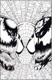 Ron Lim and Randy Emberlin Maximum Carnage Trade Paperback Cover Original Art (Marvel, 1994). Spidey, Carnage, and his -