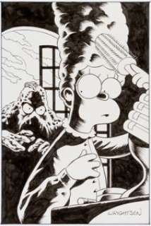 Bernie Wrightson The Simpsons House of Secrets #92 Swamp Thing Parody Illustration Original Art (c. 2005). -
