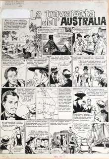 Franco Caprioli - Original splsh page for "La traversata dell‘Australia". Cm. 37x52. Ink. Mint