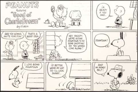 Charles Schulz Peanuts Sunday Comic Strip Original Art dated 8-22-82 (United Feature Syndicate, 1982). Snoopy - | Heritage