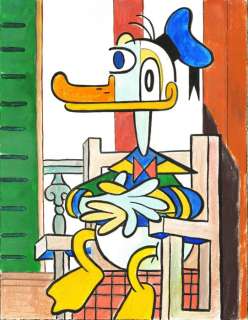 Tony Fernandez, Disney Artist | Donald Duck Inspired By Picasso’s "Girl in Chair" (1952) - Original Painting - Tony Fernandez Signed - Acrylic Art - 50 x 35 cm - Original Artwork | Catawiki