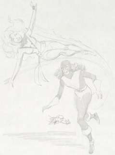 John Byrne Phoenix and Kitty Pryde Sketch (1980). The 1980 date puts this at the time the Dark Phoenix saga -