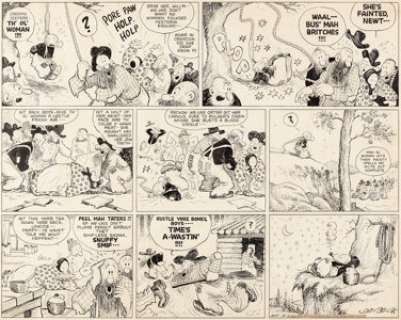 Billy DeBeck Barney Google and Snuffy Smith Sunday Comic Strip Original Art dated 5-10-36 (King Features Syndicate...