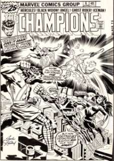 Jack Kirby and Frank Giacoia Champions #6 Cover Original Art (Marvel, 1976)....