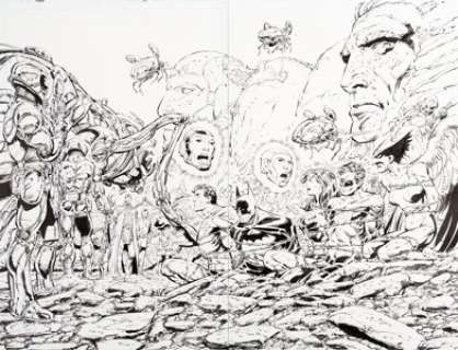 John Byrne and Trevor Scott All New Atom #1 Double Splash Page 2-3 Justice League Original Art (DC, 2006)....