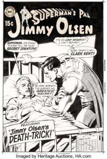 Curt Swan and Neal Adams Superman‘s Pal, Jimmy Olsen #121 Cover Original Art and Color Guide (DC, 1969). -