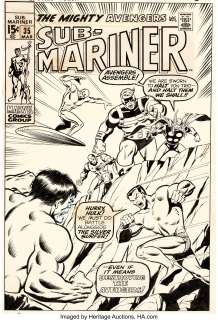 Sal Buscema Sub-Mariner #35 Cover Original Art (Marvel, 1971)....