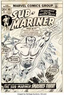 John Romita Sr. and Joe Sinnott - Sub-Mariner #63 Cover Original Art (Marvel, 1973).