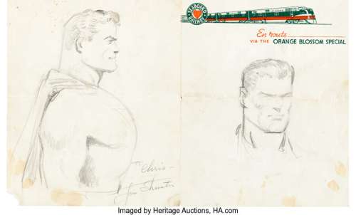 Shuster, Joseph | Joe Shuster - Superman Sketch Original Art (1941).... | Heritage