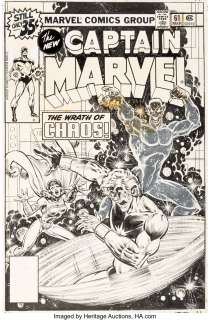 Broderick, Pat - Pat Broderick and Joe Rubinstein Captain Marvel #61 Cover Original Art (Marvel Comics, 1979)....