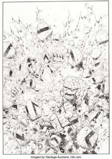 Cheung, Jim - Jim Cheung Marvel 2-in-One #1 The Thing and The Human Torch Cover Original Art (Marvel, 2018)....