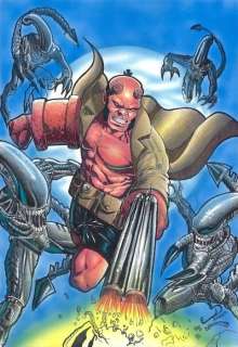 Sandro Agnello | Hellboy - E. Manzini - Hellboy Original A3 Mixed Media Artwork Signed - Page volante - (2023) | Catawiki