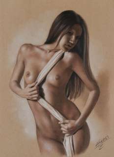 Denis P | Denis Prenzel - Original Sepia Zeichung Nude Lena (30 x 40 cm) - Page volante - (2023) | Catawiki