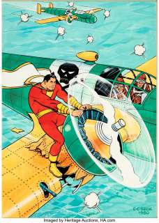 Beck, C. C. - C.C. Beck Whiz Comics #4 Cover Re-Creation Captain Marvel Original Art (1980). ...