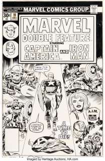 Kirby, Jack | Jack Kirby and John Verpoorten (attributed) Marvel Double Feature #19 Captain America Cover Original Art (Marvel, ... | Heritage