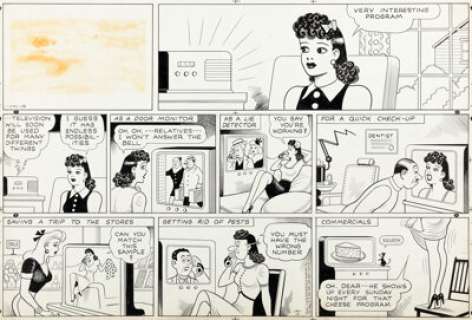Ernie Bushmiller - Fritzi Ritz Sunday Comic Strip Original Art dated 1-13-46 (United Feature Syndicate, 1946).