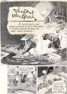 Warren Tufts Drag Cartoons #2 Complete 4-Page Story "Vincent Van Gears" Original Art (Pete Millar, 1963). (Total: 4 Original Art)