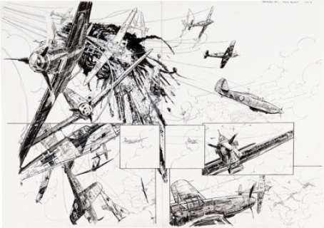 Keith Burns Johnny Red #7 Double Page Spread 14-15 Original Art (Titan Book, 2016). (Total: 2 Original Art)