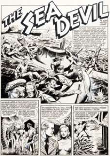 Graham Ingels Rangers Comics #9 Complete 6-Page Story "The Sea Devil" Original Art (Fiction House, 1943). (Total: 6 Original Art)