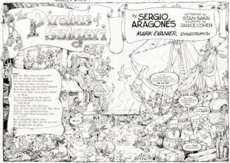 Sergio Aragonés Groo the Wanderer #33 Double Splash Pages 2-3 Original Art (Marvel, 1987). (Total: 2 Original Art)