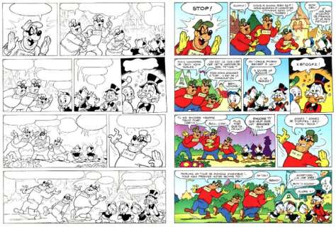 Romano Scarpa, Lucio Michieli, Maurizio Amendola, Jacques Lelièvre | Disney Europe E GN 92-03 - Aventures à Eurodisney - Original Inked Comic Page by Scarpa, Michieli and Amendola - page 20 - Page volante - (1992) | Catawiki