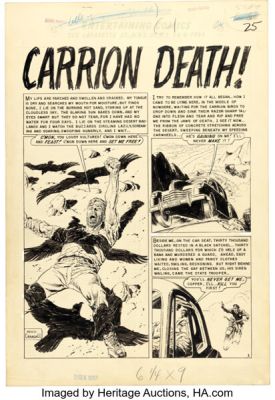 Reed Crandall Shock SuspenStories #9 "Carrion Death!" Complete 7-Page Story Original Art (EC, 1953). (Total: 7 Original Art)