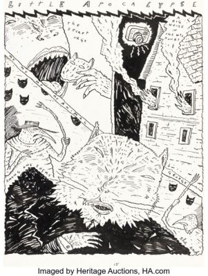 Richard Sala Night Drive "Little Apocalypse" Complete 1-Page Story Original Art (1984).