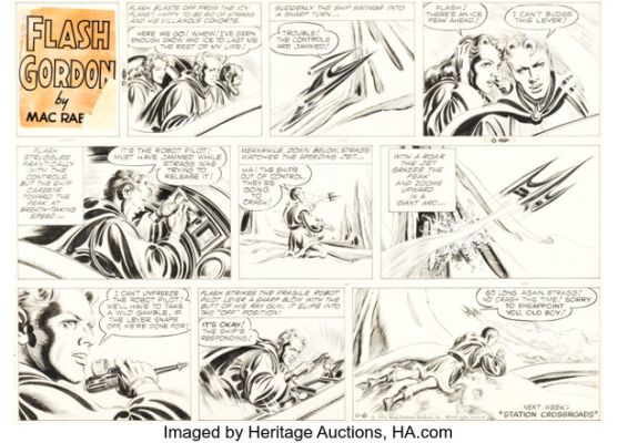 Mac Raboy Flash Gordon Sunday Comic Strip Original Art dated 11-6-55 (King Features Syndicate, 1955).