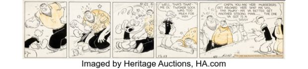 E. C. Segar Thimble Theatre Starring Popeye Daily Comic Strip Original Art dated 12-17-37 (King Features Syndicate, 1937).