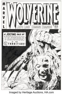 Greg Land and Jay Leisten Wolverine #55 - Crime SuspenStories #22 Variant Cover Homage Original Art (Marvel, 2007). | Heritage
