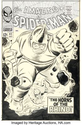 John Romita Sr. and Mike Esposito The Amazing Spider-Man #41 Rhino First Appearance Cover Original Art (Marvel, 1966). | Heritage
