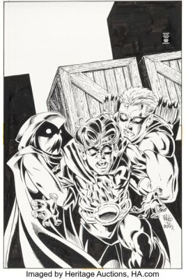 Mike Wieringo and Terry Austin Robin #25 Green Arrow and Spoiler Cover Original Art (DC, 1996).