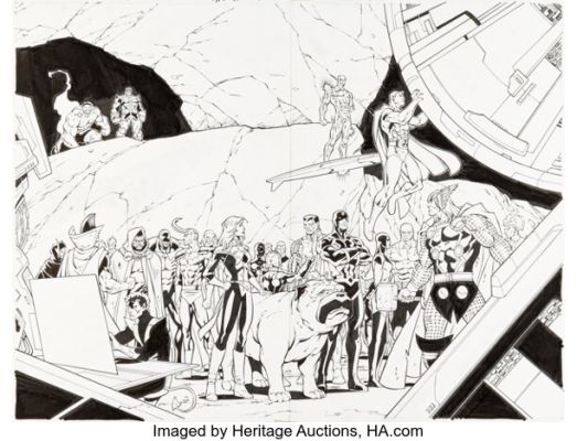 Ron Lim and Andy Smith Thanos The Infinity Finale Double Splash Page 10-11 Original Art (Marvel, 2016). | Heritage