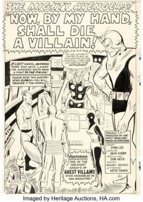 Jack Kirby, Don Heck, and Mike Esposito The Avengers #15 Splash Page 1 Original Art (Marvel, 1965). | Heritage