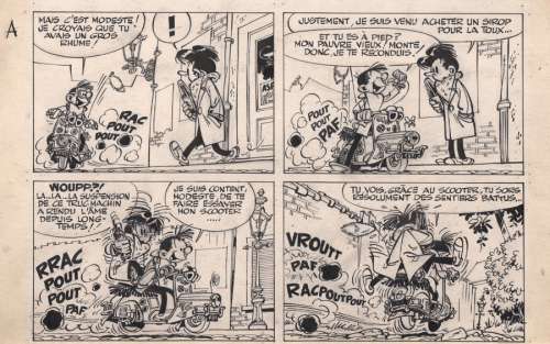 Franquin - Modeste et Pompon, demi-planche gag Ã  l‘encre de…