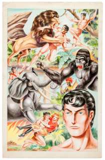 JAYSON DISBROW LARGE TARZAN MULTI IMAGE COLOR ORIGINAL ART. | Hake’s
