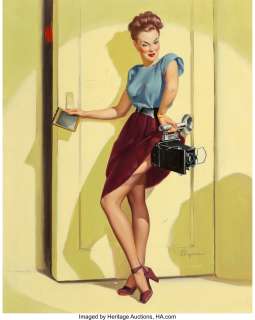 Gil Elvgren (American, 1914-1980) This Ought to Make a Good Shot (Let’s Step Inside and See What’s Developing), 1948 O... | Heritage