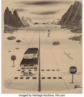 Charles Addams (American, 1912-1988). Dry Spell, The New Yorker Magazine cartoon, 1972. Ink and wash on board. 18-1/4 x ...