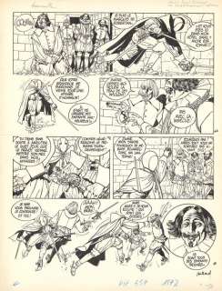 André Juillard - Planche originale n°06 issue de l‘histoire La Grenouille et le chevalier, prépubliée dans Pif Gadget n°658 d‘octobre 1981 - Rendez-vous à Chantilly - Masquerouge