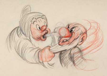 SNOW WHITE DWARFS HAPPY AND GRUMPY ORIGINAL CONCEPT ART SIX PART SEQUENCE. | Hake’s