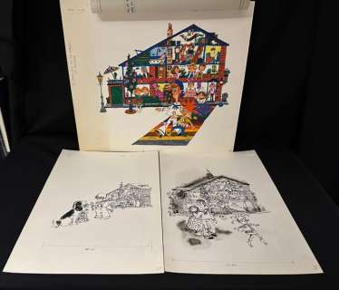 Wesseling, Jan - 3 Original drawing - Tijs Rinkelbel en Flip Wimpel op avontuur - (jaren 1980) | Catawiki