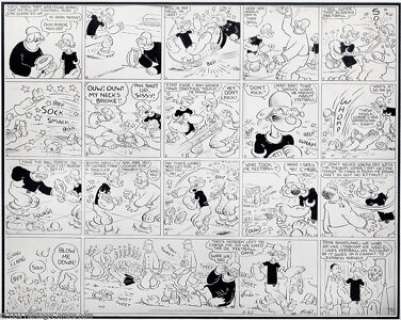Elzie Crisler Segar - Original Comic Strip Art for Popeye Sunday dated 11-25-34 (King Features Syndicate, 1934). - | Heritage