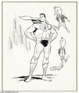 Wayne Boring - Superman and Mr. Mxyzptlk Sketch Original Art (1948). Metropolis shimmers in the summer air as -