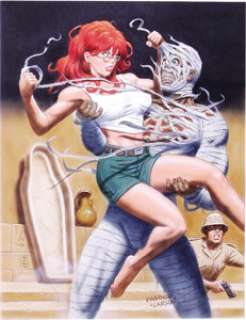 Steve Fastner and Rich Larson - Mummy and the Red-head Illustration Original Art (undated). Lara Croft -- eat -