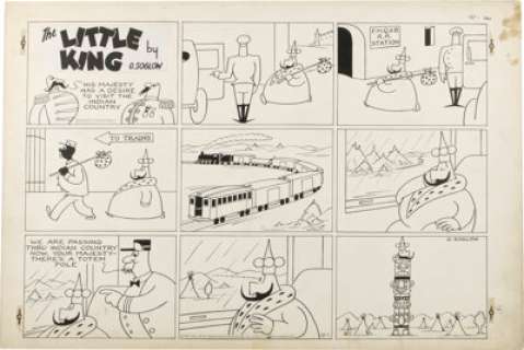Otto Soglow - The Little King Sunday Comic Strip Original Art, dated 10-1-44 (King Features Syndicate, 1944). -